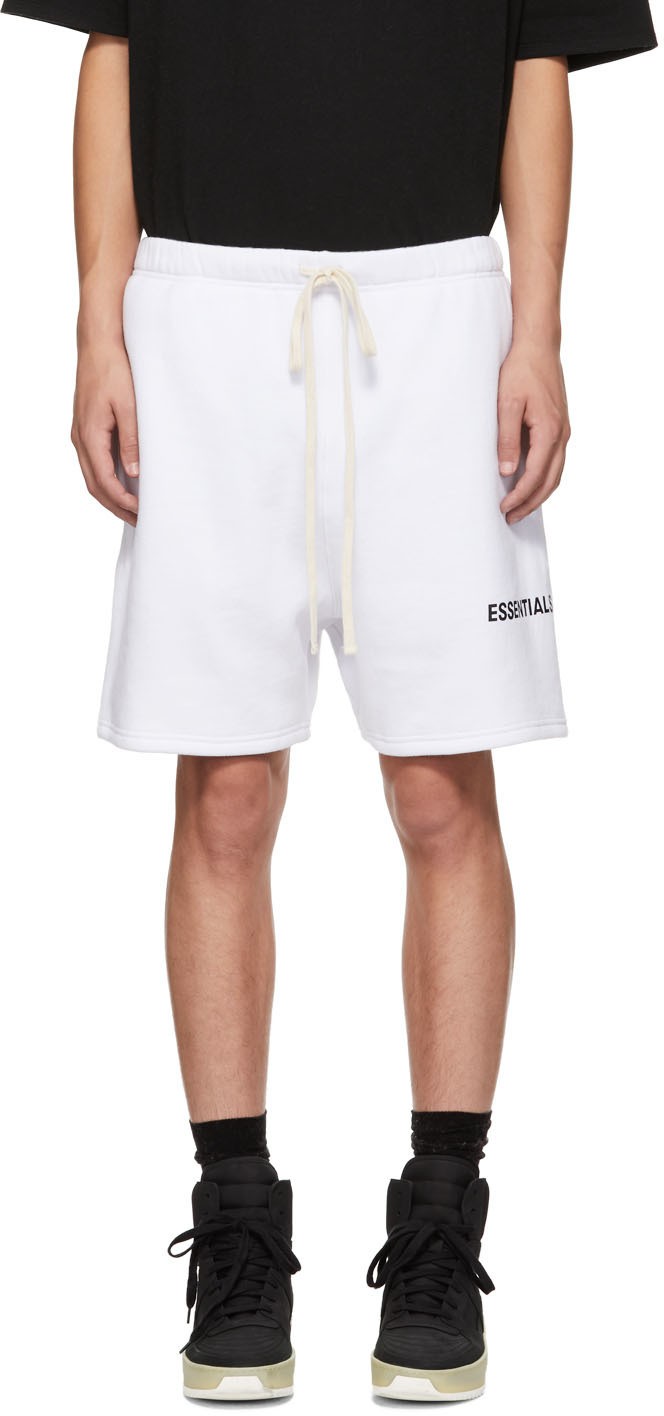 Essentials: White Logo Shorts | SSENSE