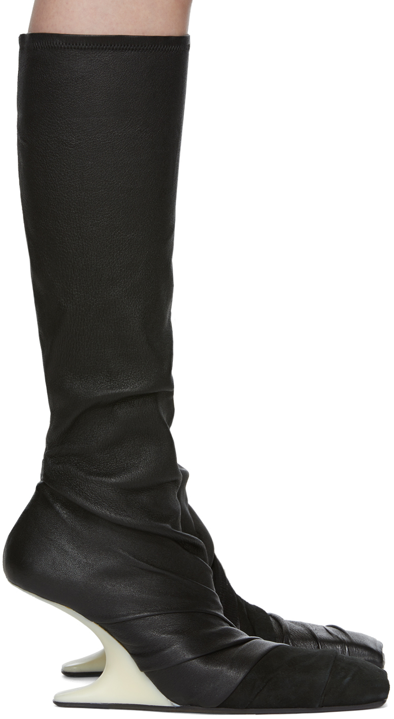 Rick Owens: Black Cantilevered Boots | SSENSE