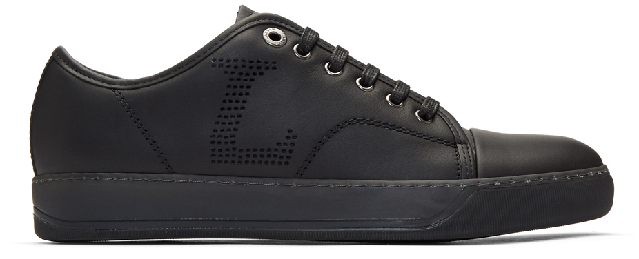 Lanvin: Black Perforated Basket Sneakers | SSENSE