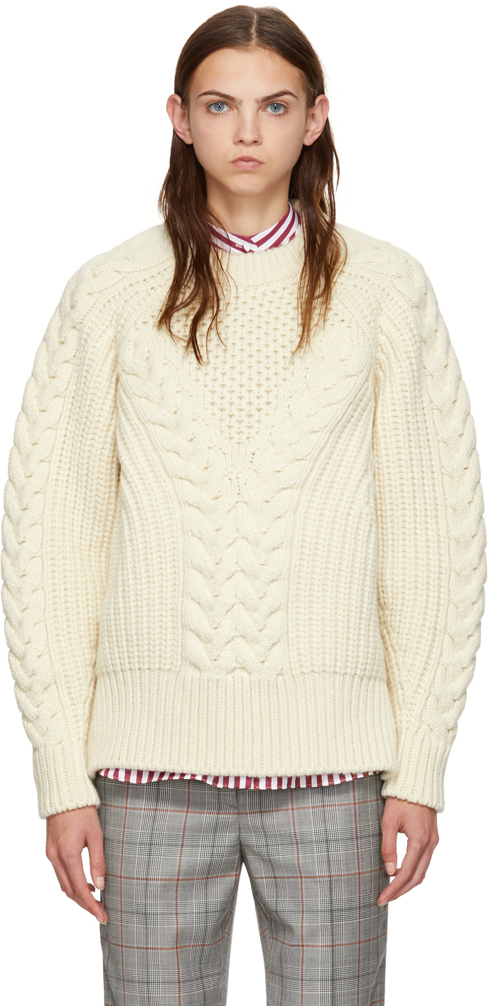 Alexander McQueen: White Chunky Knit Sweater | SSENSE