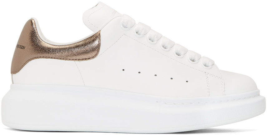 Alexander McQueen: White & Rose Gold Oversized Sneakers | SSENSE