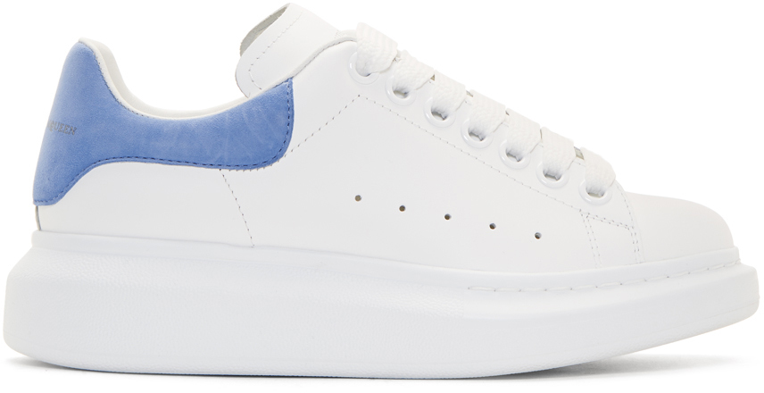 Alexander McQueen: White & Blue Oversized Sneakers | SSENSE