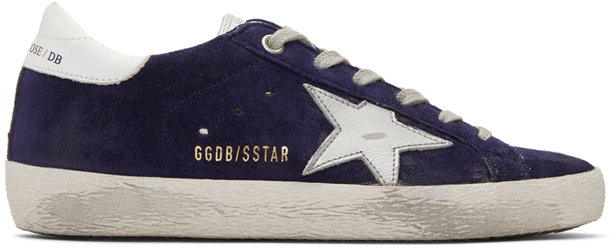 Golden Goose: Navy Suede Superstar Sneakers | SSENSE