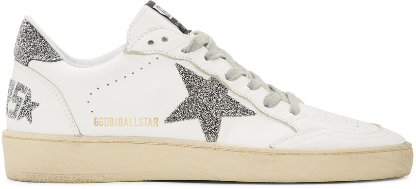 Golden Goose: White Swarovski Glitter Ball Star Sneakers | SSENSE