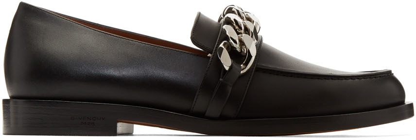 Givenchy: Black Chain Line Loafers | SSENSE