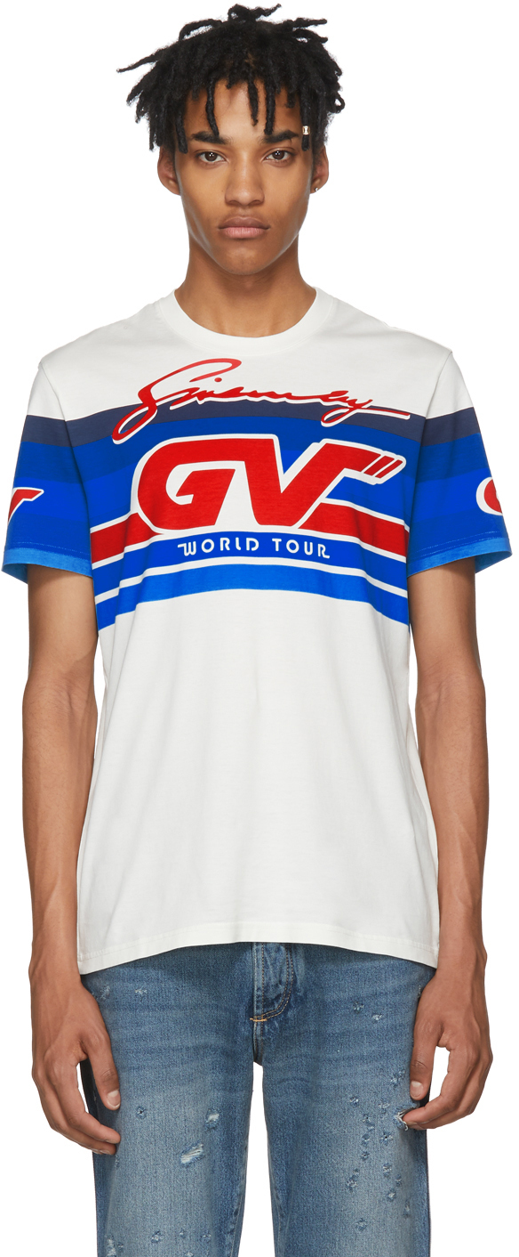Givenchy: White 'GV World Tour' Jersey T-Shirt | SSENSE
