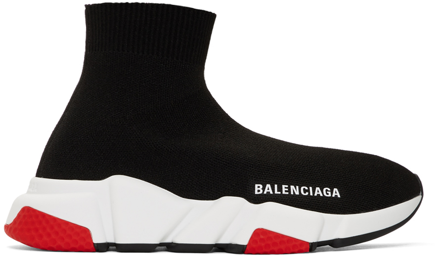 Balenciaga: Black & Red Speed Sneakers | SSENSE