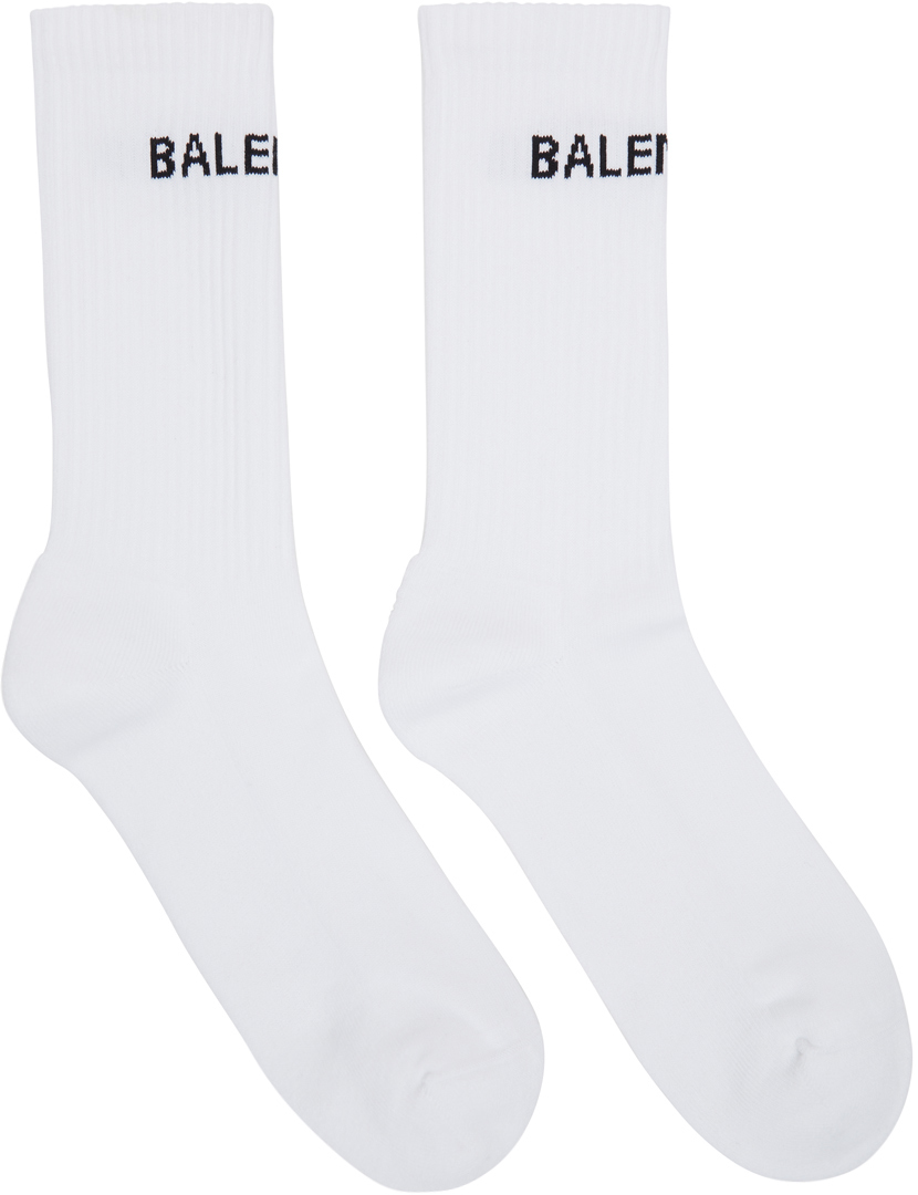Balenciaga: White Logo Tennis Socks | SSENSE