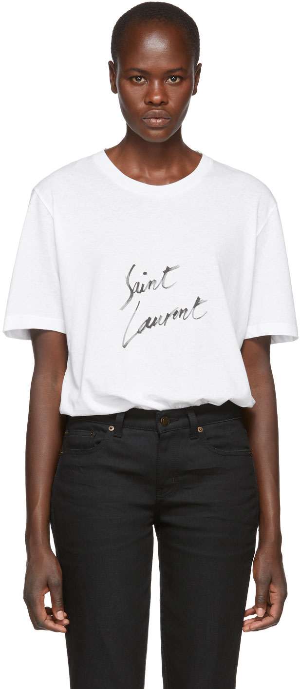 saint laurent signature logo t shirt