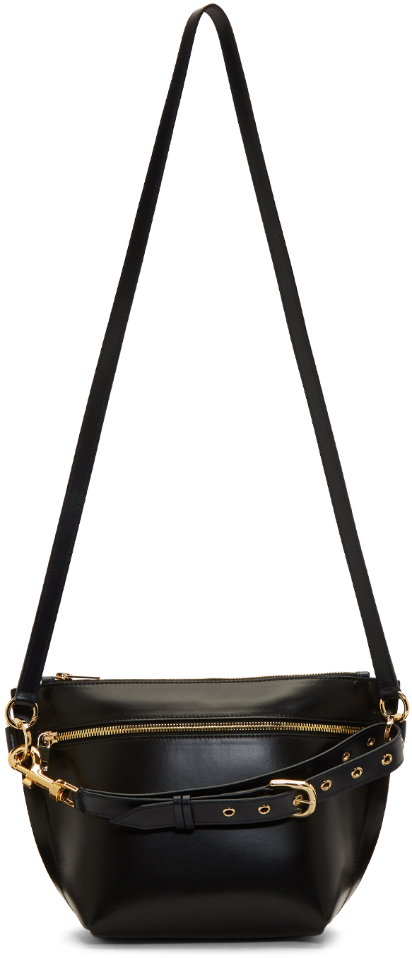 Sacai: Black Trapezoid Shoulder Bag 