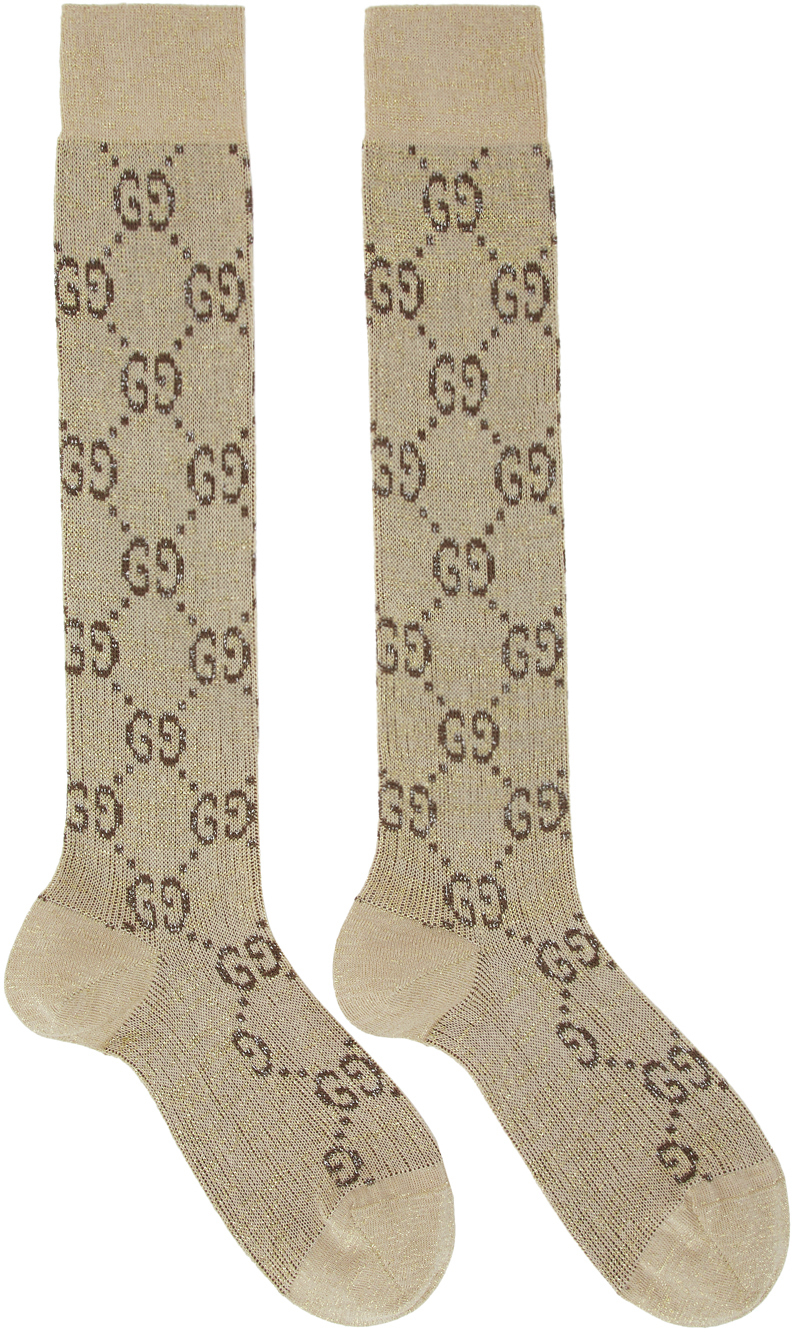 Gucci: Beige & Brown GG Supreme Socks | SSENSE