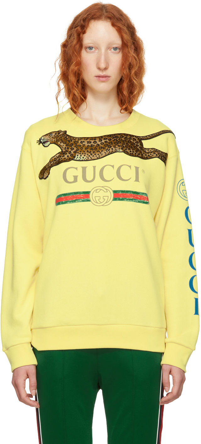 gucci logo sweatshirt with leopard