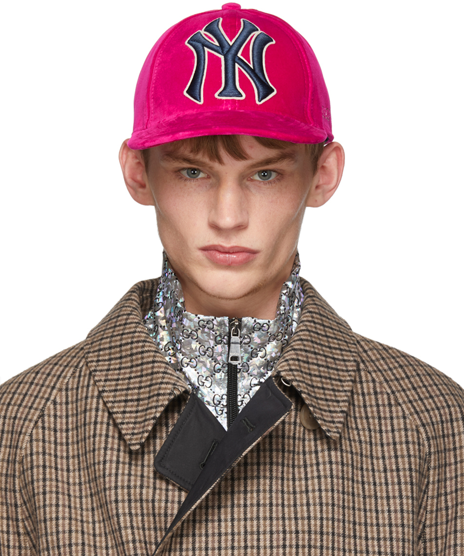 Gucci: Pink NY Yankees Edition Velvet Cap | SSENSE Canada