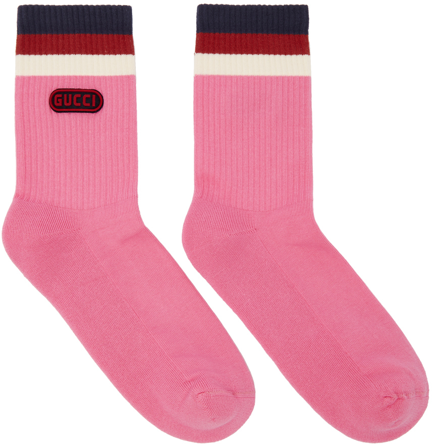 Gucci: Pink Logo Socks | SSENSE