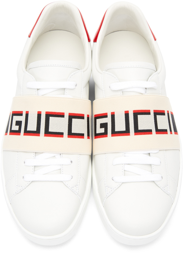 gucci white new ace elastic band sneakers