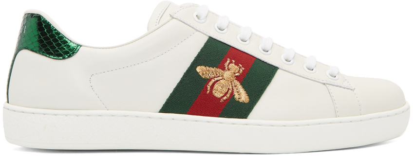 Gucci: White Bee Ace Sneakers | SSENSE