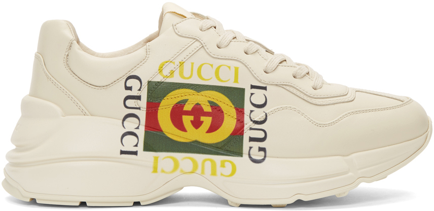 Gucci: Off-White Box Logo Ryhton Sneakers | SSENSE Canada