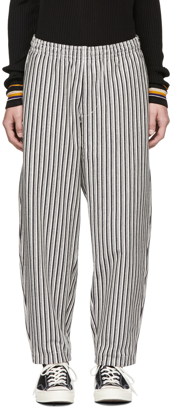 Nanamica: Grey Vertical Stripe Trousers | SSENSE