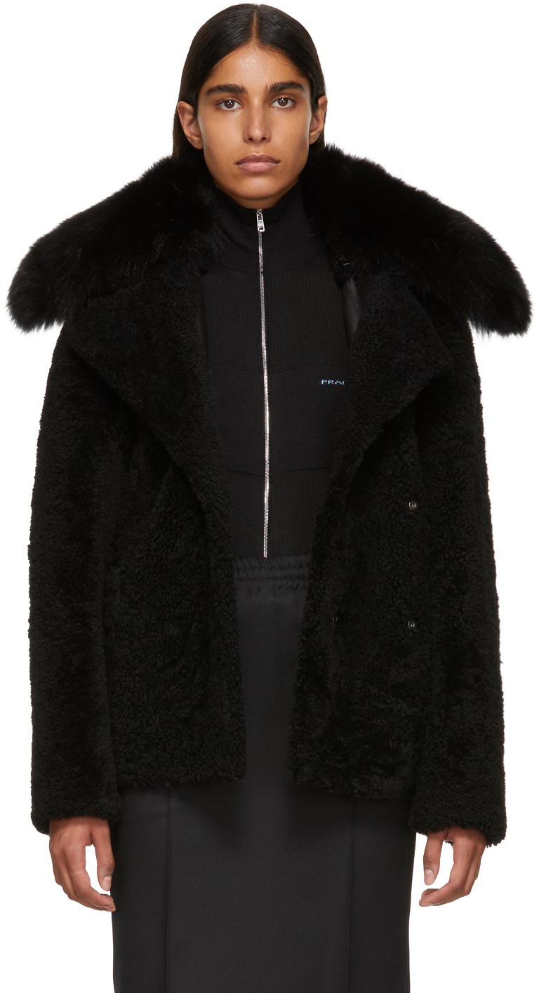 Yves Salomon: Black Curly Merinillo Jacket | SSENSE Canada