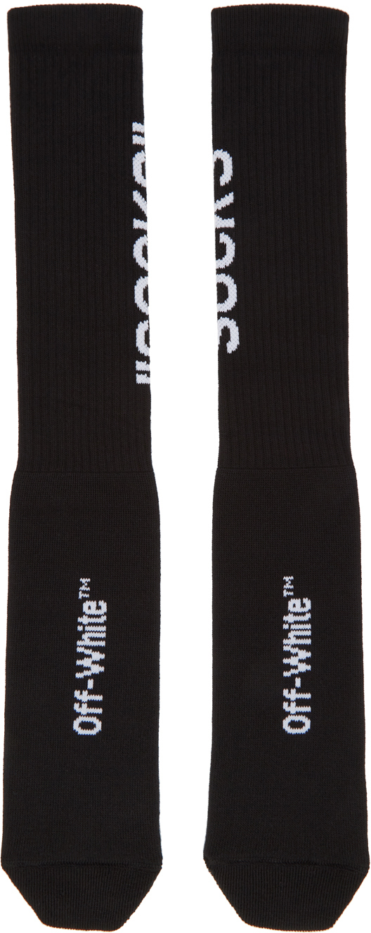 Off-White: Black & White Quote Socks | SSENSE