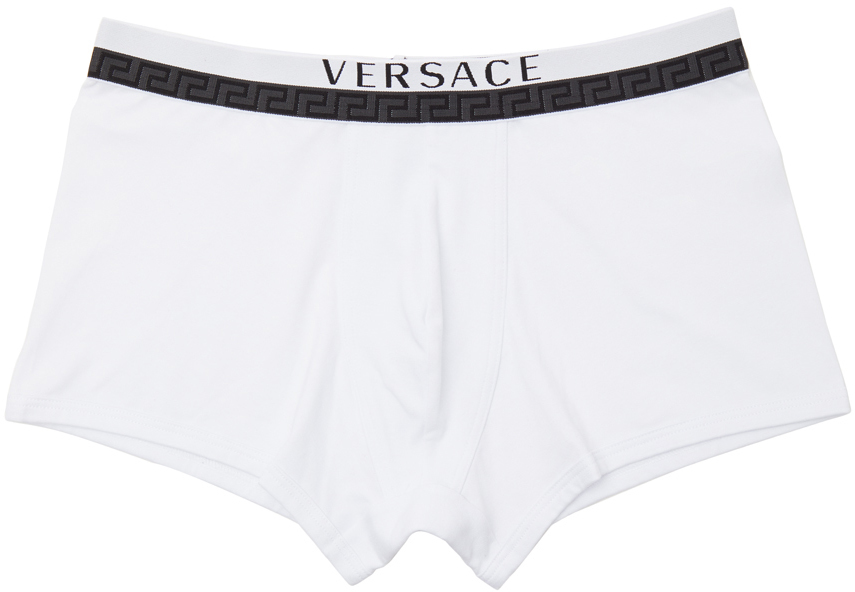 Versace Underwear: White Logo Boxer Briefs | SSENSE