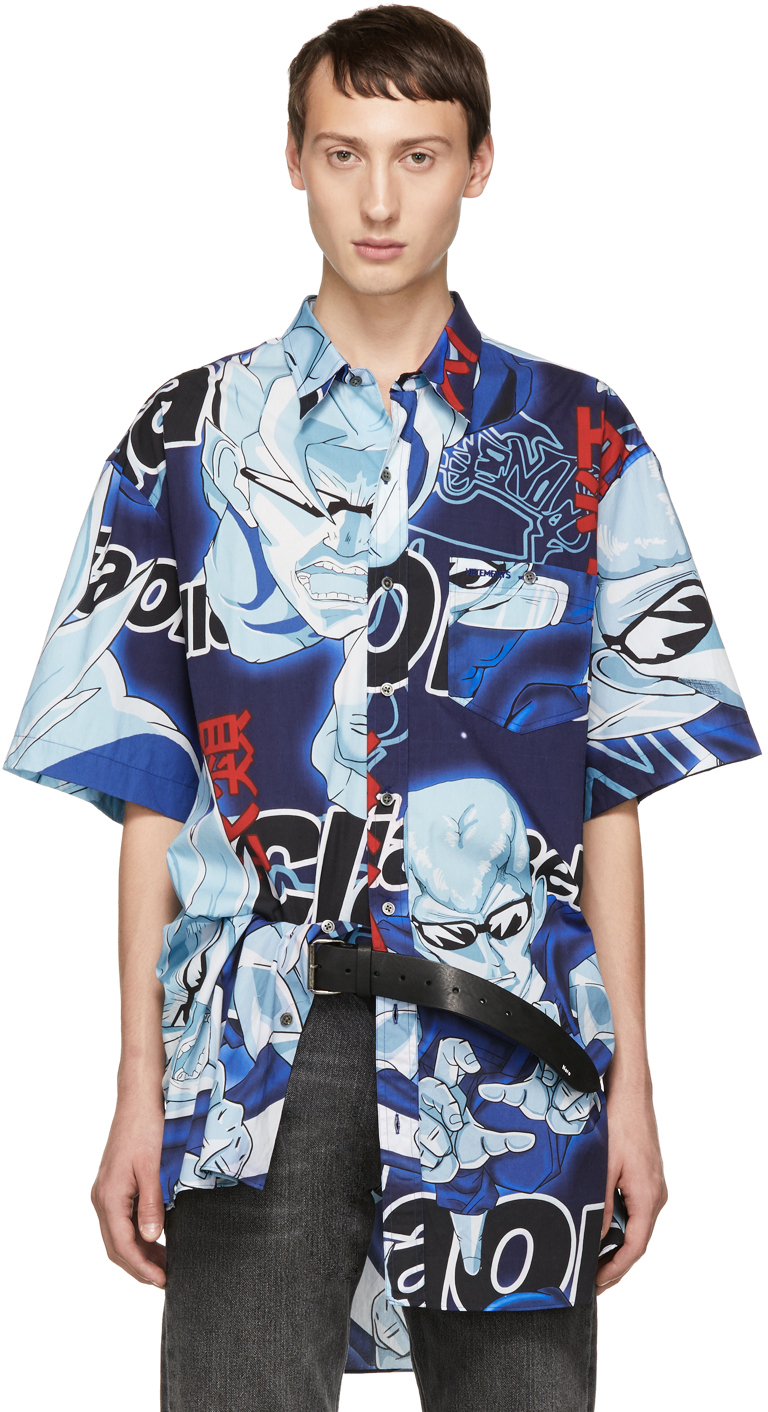 VETEMENTS: Blue Anime Bowling Shirt | SSENSE