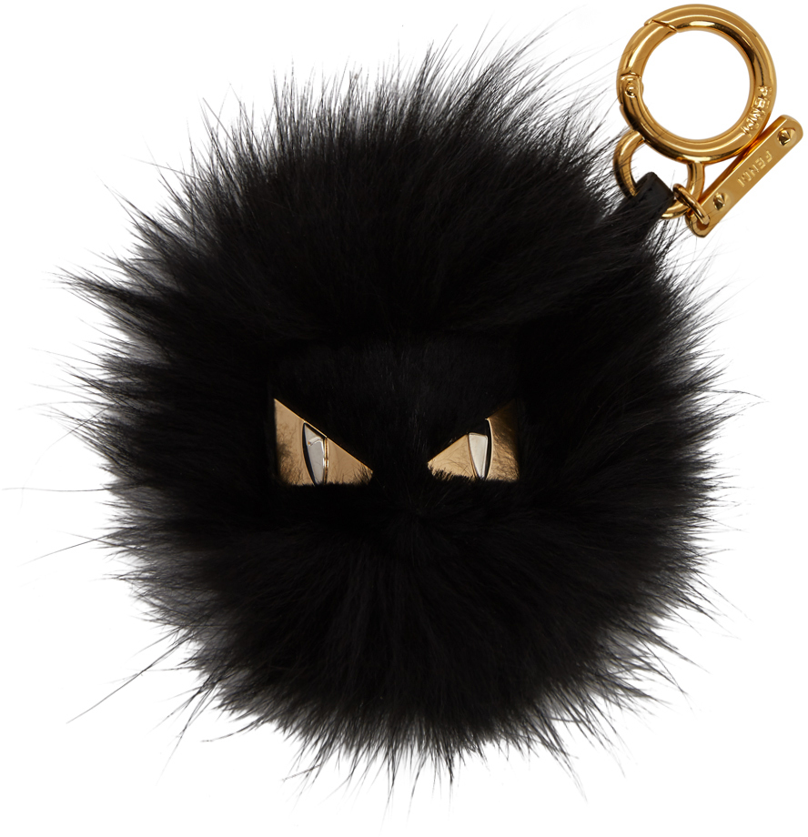 Fendi: Black Fur 'Bag Bugs' Keychain | SSENSE