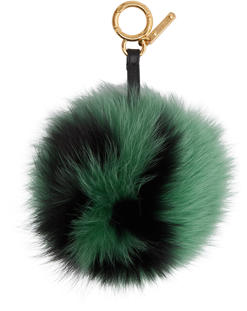 Fendi: Green Fur 'Forever Fendi' Keychain | SSENSE