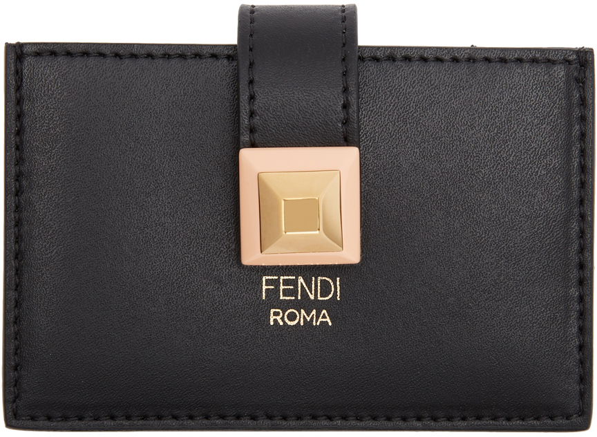 Fendi: Black Single Stud Card Holder | SSENSE