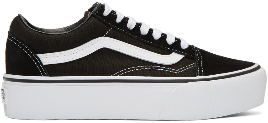 Vans: Black & White Old Skool Platform Sneakers | SSENSE