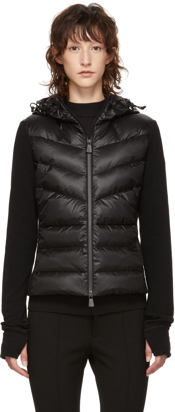 Moncler Grenoble: Black Panelled Down & Fleece Jacket | SSENSE
