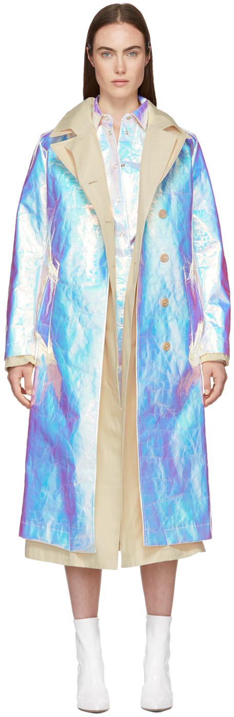 Sies Marjan: Silver Iridescent DBL Trench Coat | SSENSE