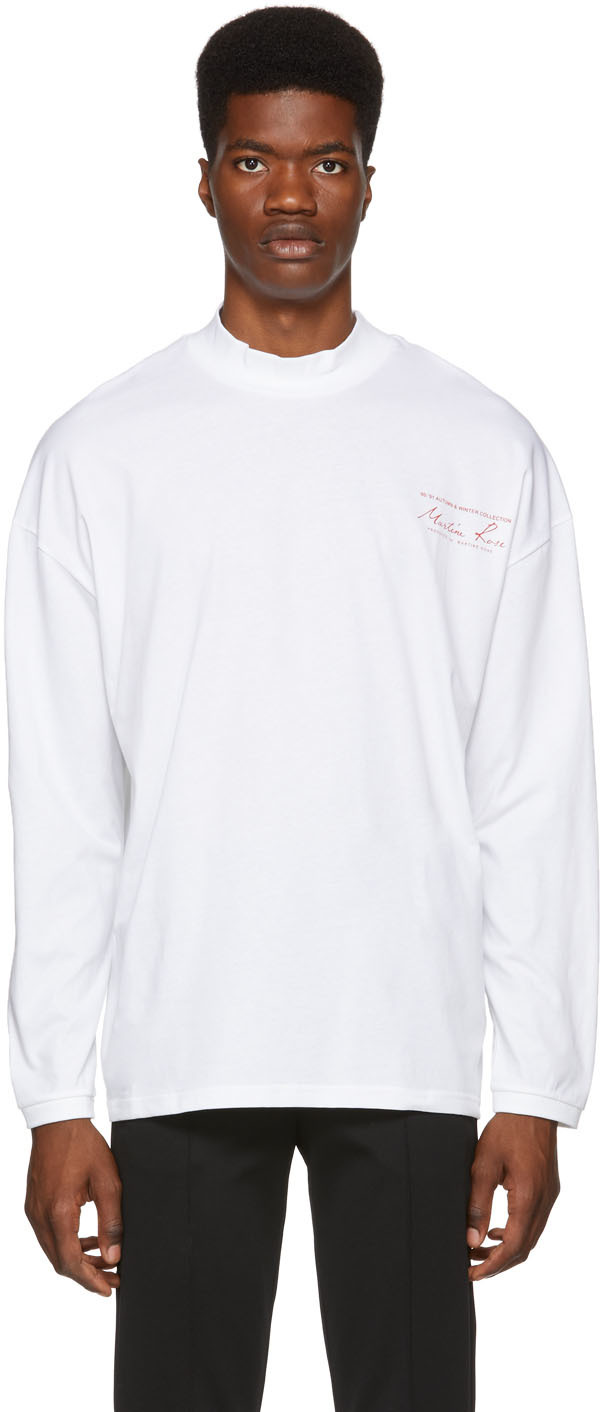 Martine Rose: White Sweats Funnel Neck T-Shirt | SSENSE