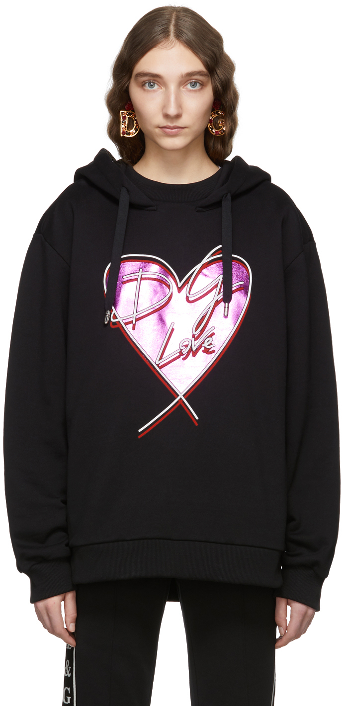 Dolce & Gabbana: Black Metallic Heart Hoodie | SSENSE