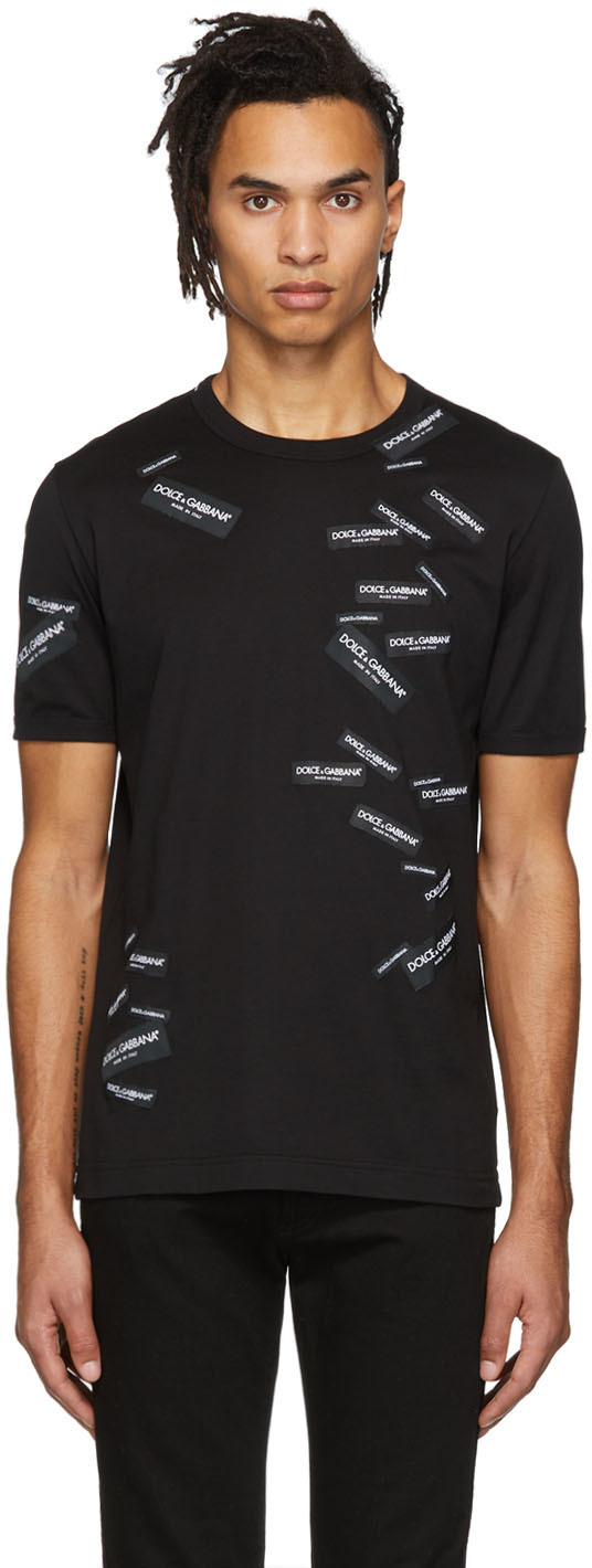 Dolce & Gabbana: Black All-Over Patches T-Shirt | SSENSE
