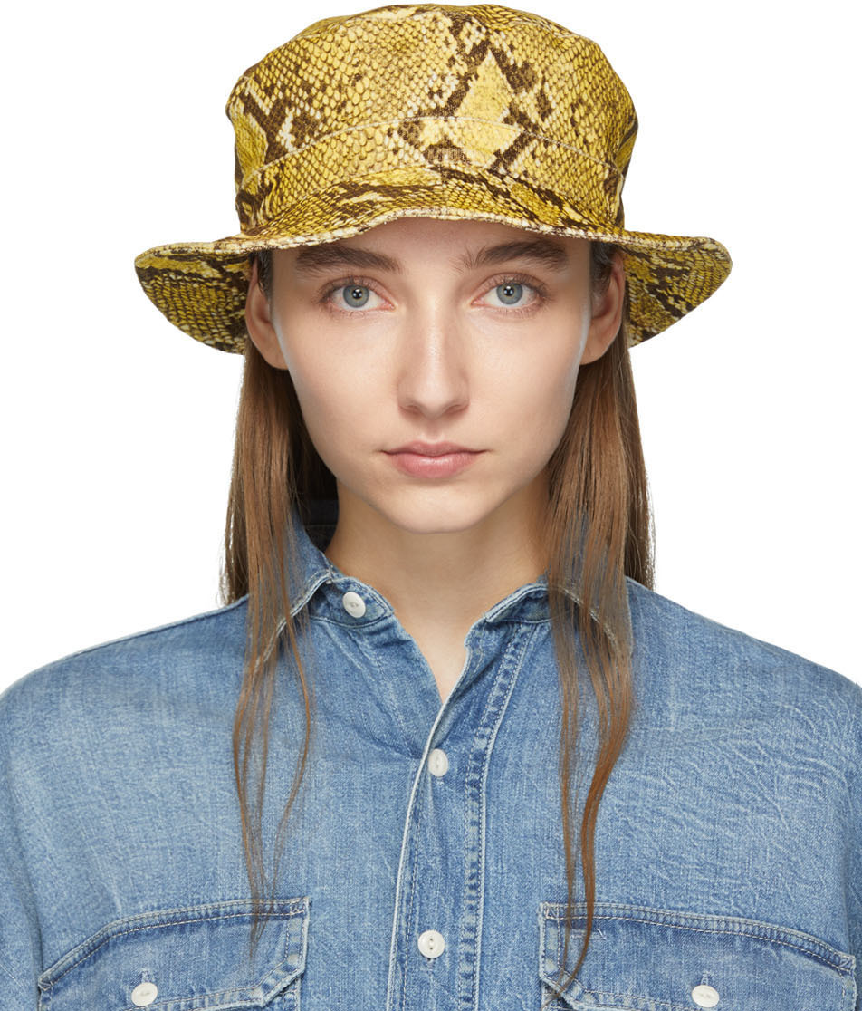 R13: Yellow Velvet Python Bucket Hat | SSENSE