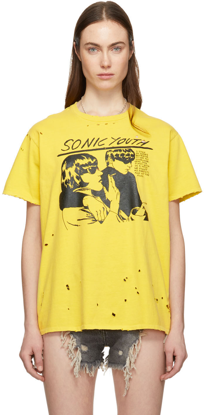 R13: Yellow 'Sonic Youth' Boy T-Shirt | SSENSE