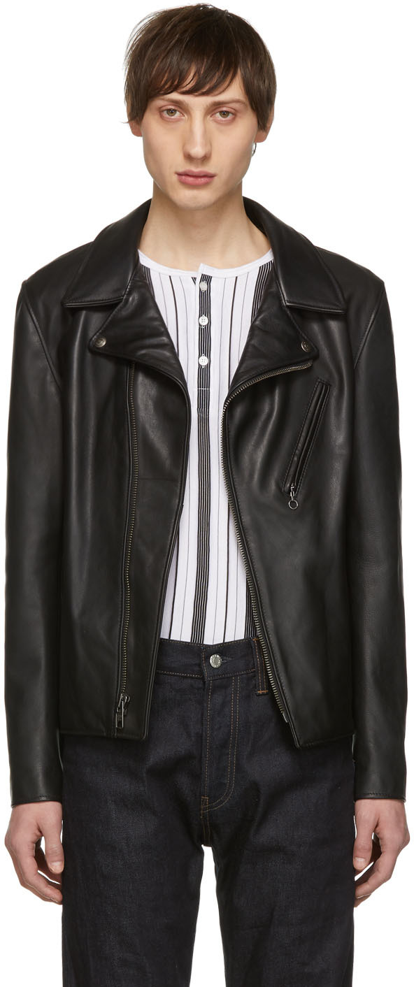 Schott: Black Leather Jacket | SSENSE