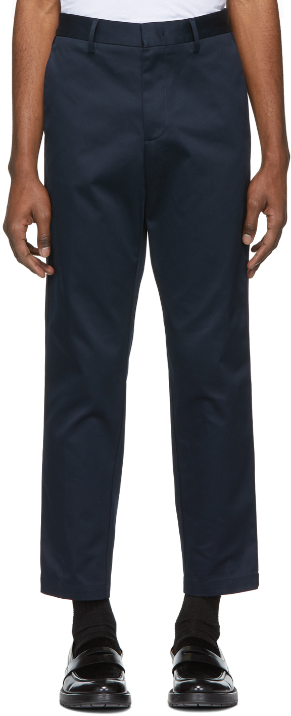 BOSS: Navy Kirio Trousers | SSENSE