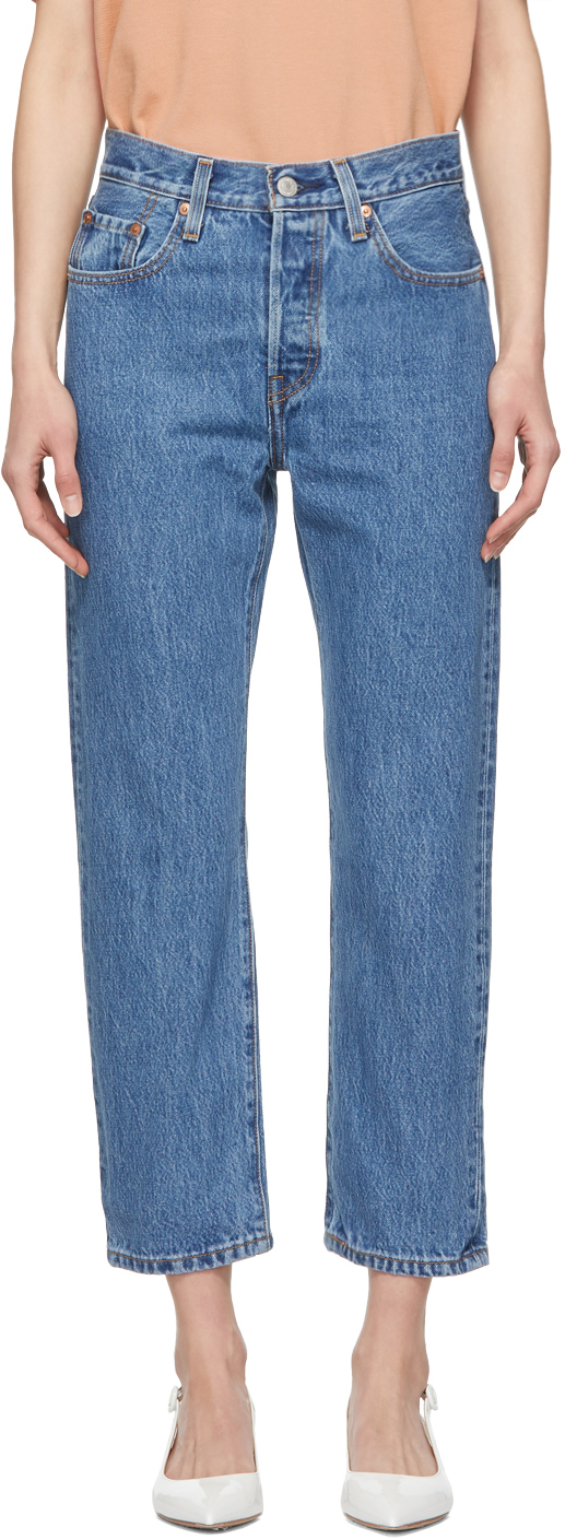 Levi's: Blue 501 Crop Jeans | SSENSE
