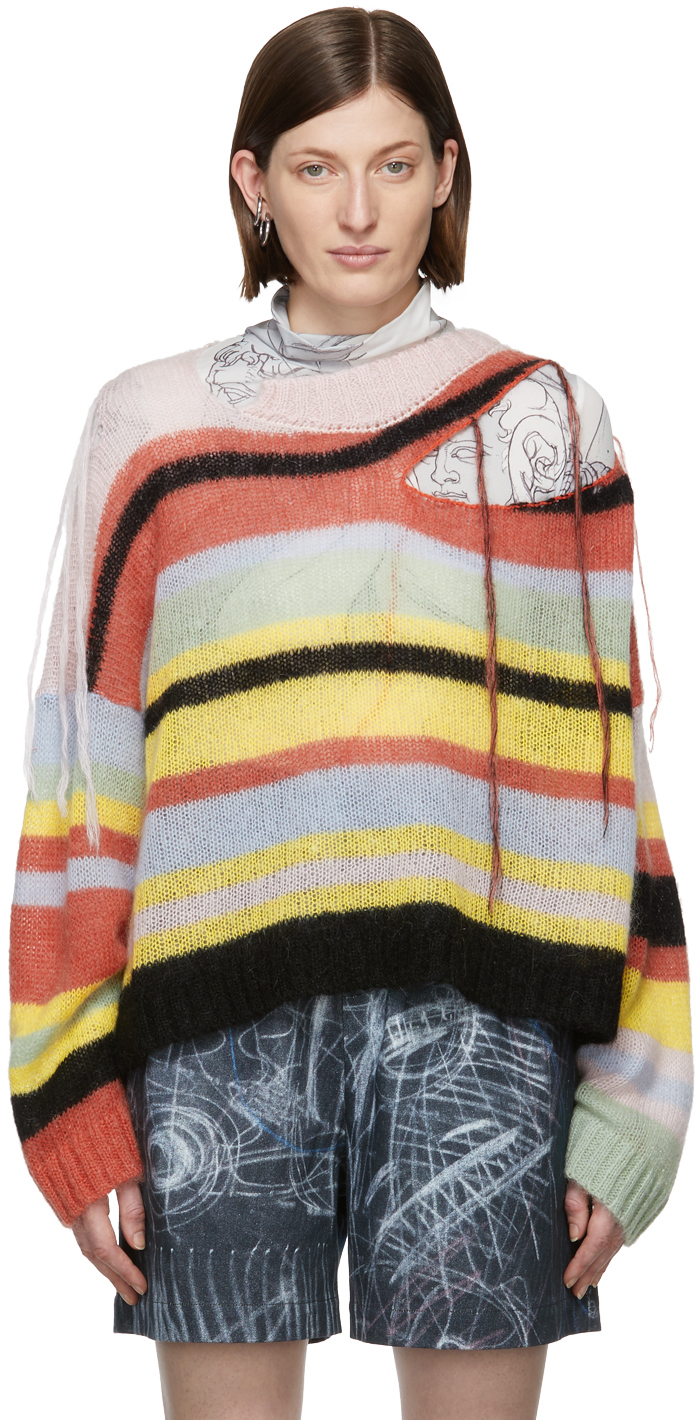 Charles Jeffrey Loverboy: Multicolor Mohair Slash Sweater | SSENSE