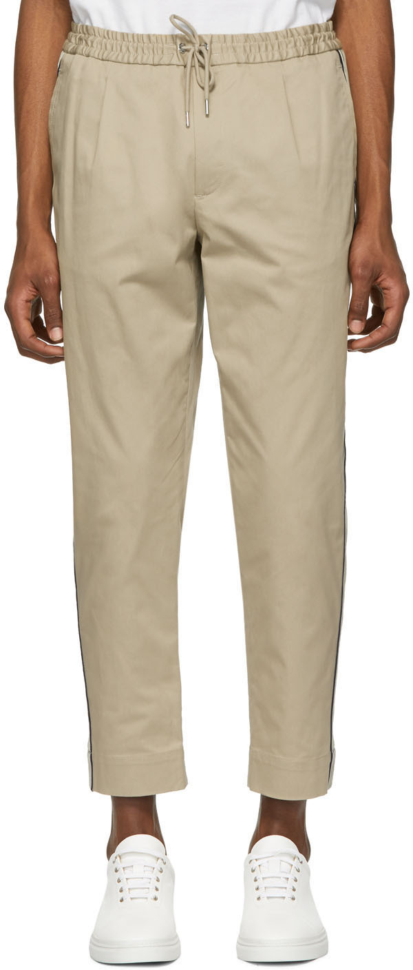 Moncler: Tan Side Stripe Sportivo Trousers | SSENSE UK