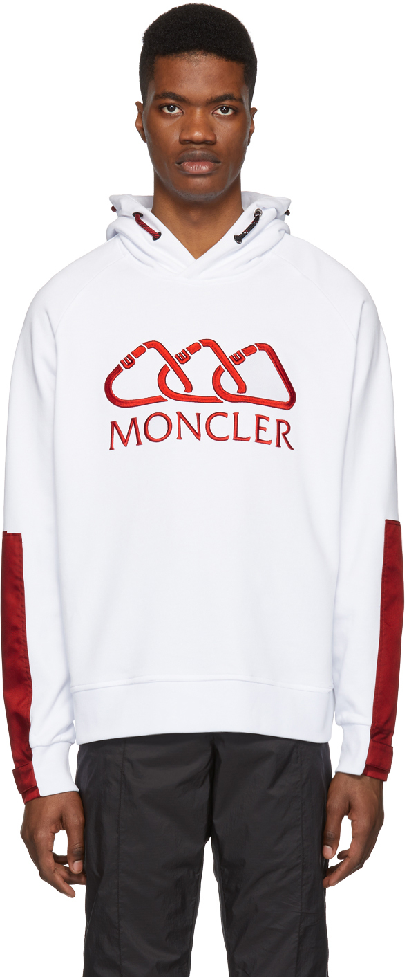 Moncler: White All-Over Logo Hoodie 