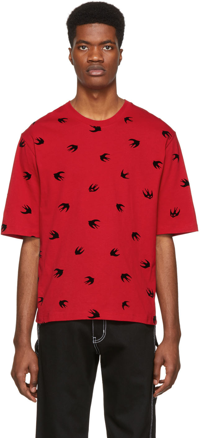 McQ Alexander McQueen: Red Mini Swallow T-Shirt | SSENSE