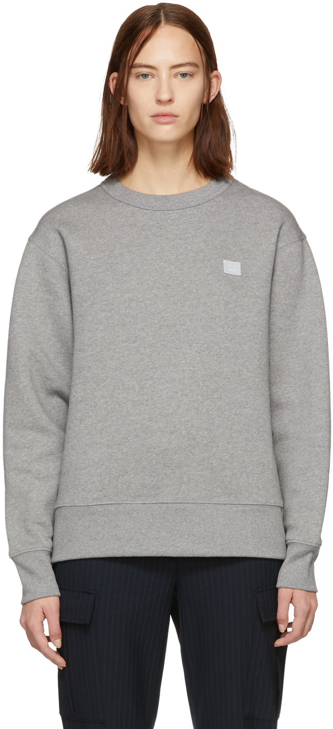 Acne Studios: Grey Oversized Fairview Face Sweatshirt | SSENSE