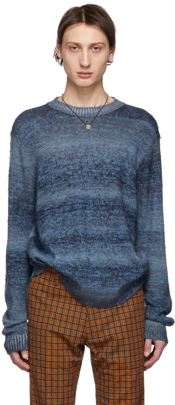 Acne Studios: Blue Striped Sweater | SSENSE Canada
