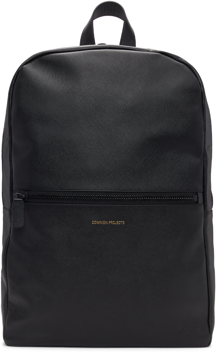 Common Projects: Black Saffiano Simple Backpack | SSENSE