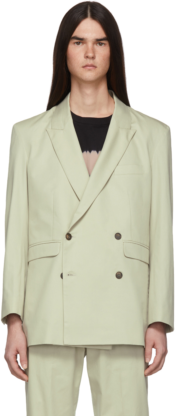 Aries: Beige Gabardine Suit Blazer | SSENSE