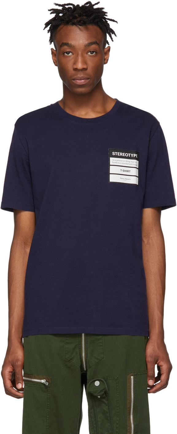 Maison Margiela: Navy Jersey 'Stereotype' T-Shirt | SSENSE