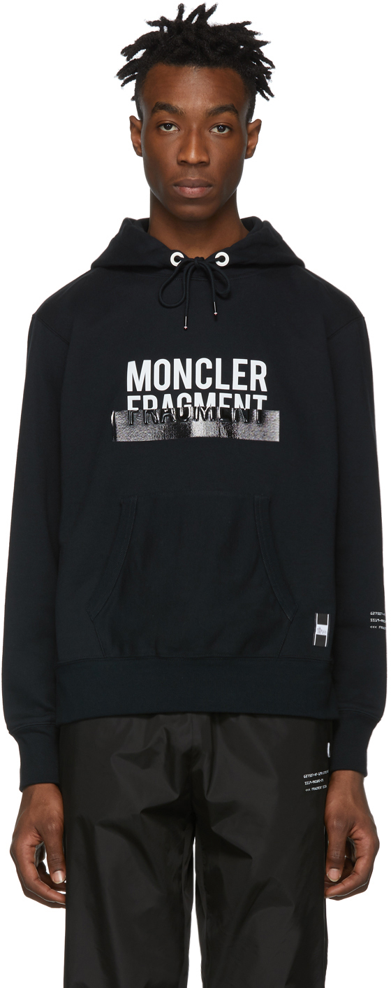 Moncler Genius: 7 Moncler Hiroshi Fujiwara Black Logo Hoodie | SSENSE ...